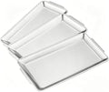 3Pcs Large Silver Serving Trays, 12.6" x 6.3" Stainless Steel Heavy-Duty Large Serving Trays, Silver Rectangular