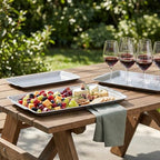 3Pcs Large Silver Serving Trays, 12.6" x 6.3" Stainless Steel Heavy-Duty Large Serving Trays, Silver Rectangular, alternate