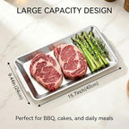 3Pcs Large Silver Serving Trays, 15.7" x 9.5" Stainless Steel Heavy-Duty Large Serving Trays, Silver Rectangular, alternate