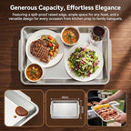 3Pcs Large Silver Serving Trays, 15.7" x 9.5" Stainless Steel Heavy-Duty Large Serving Trays, Silver Rectangular, alternate