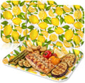 3Pcs Lemon Serving Trays Reusable Serving Dishes Watercolor Yellow Lemon Platter for Summer Fruit Birthday Party