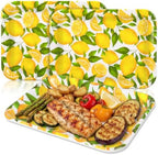 3Pcs Lemon Serving Trays Reusable Serving Dishes Watercolor Yellow Lemon Platter for Summer Fruit Birthday Party