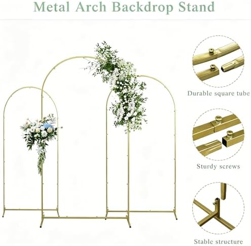 3PCS Metal Arch Backdrop Stand,6+6.6+7.2FT with Covers, Balloon Arch Stand, alternate view 4