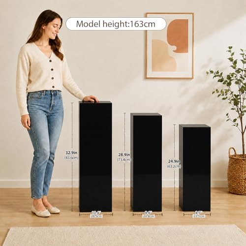 3PCS Metal Black Display Pedestal Stand for Parties, Square Tall Pedestal Cake Stands Pillars for Wedding, alternate view 2