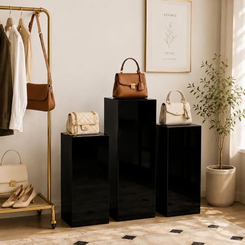 3PCS Metal Black Display Pedestal Stand for Parties, Square Tall Pedestal Cake Stands Pillars for Wedding, alternate view 6