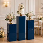 3PCS Metal Blue Display Pedestal Stand for Parties, Square Tall Pedestal Cake Stands Pillars for Wedding, alternate view 6