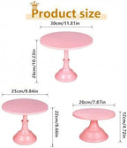 3Pcs Metal Cake Stand Set 8/10/12 Inch Pink Dessert Display Stand in Pink, alternate view 3