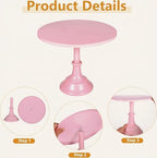 3Pcs Metal Cake Stand Set 8/10/12 Inch Pink Dessert Display Stand in Pink, alternate view 4