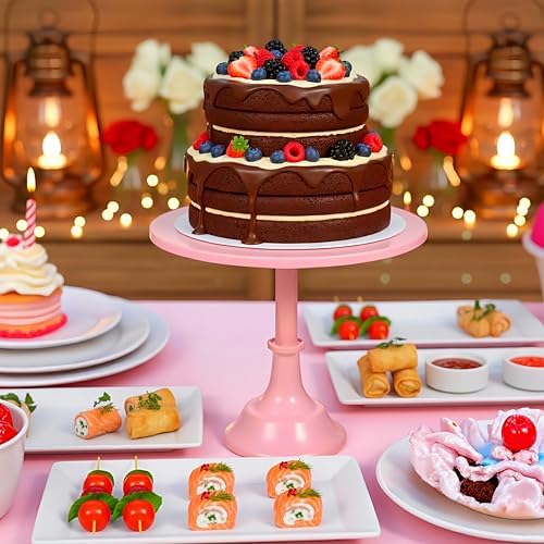 3Pcs Metal Cake Stand Set 8/10/12 Inch Pink Dessert Display Stand in Pink, alternate view 5