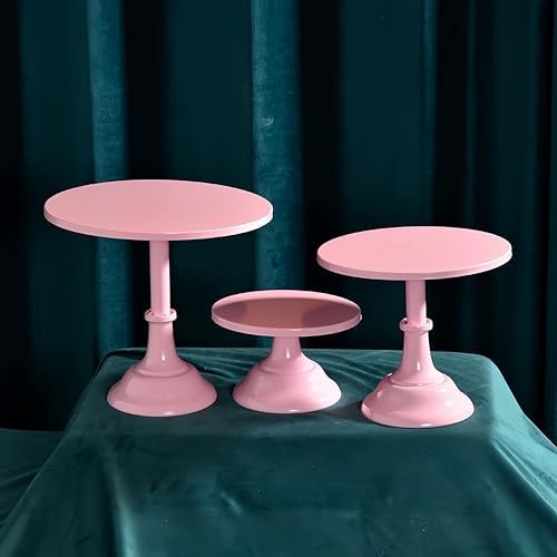 3Pcs Metal Cake Stand Set 8/10/12 Inch Pink Dessert Display Stand in Pink, alternate view 6