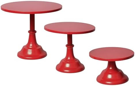 3Pcs Metal Cake Stand Set 8/10/12 Inch Red Dessert Display Stand in Red