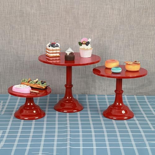 3Pcs Metal Cake Stand Set 8/10/12 Inch Red Dessert Display Stand in Red, alternate view 2
