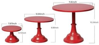 3Pcs Metal Cake Stand Set 8/10/12 Inch Red Dessert Display Stand in Red, alternate view 3