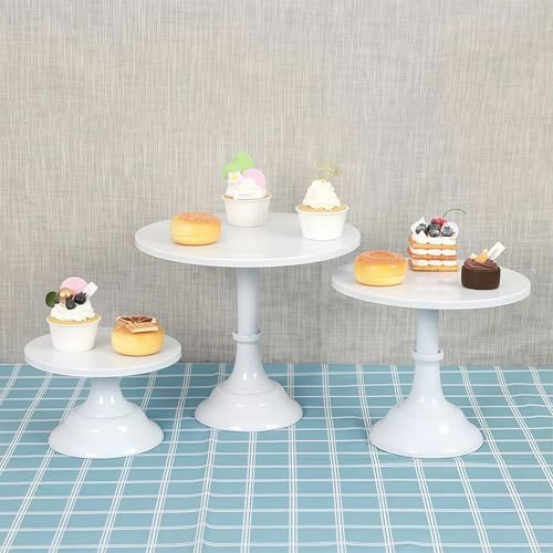 3pcs Metal Cake Stand Set 8''10''12'' White Dessert Table Display in white, alternate view 2