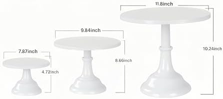 3pcs Metal Cake Stand Set 8''10''12'' White Dessert Table Display in white, alternate view 3