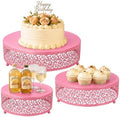 3Pcs Metal Food Risers, Buffet Table Display Stand in Pink