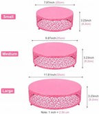 3Pcs Metal Food Risers, Buffet Table Display Stand in Pink, alternate view 3