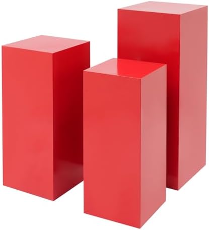 3PCS Metal Pedestal Stand for Party, Display Stand Plinth Pillars for Cake in Red, alternate view 7