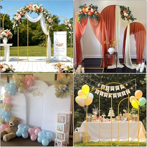 3PCS Metal Wedding Arch Backdrop Stand 6.6/5.9/4.9FT Balloon Arch Stand, alternate view 6