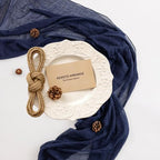 3Pcs Navy Cheesecloth Table Runner 120 Inches for Party Boho Home Decor, alternate view 4