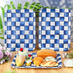 3Pcs Oktoberfest Checkered Serving Trays 10 x 13 Inch Blue White in 10 x 13 Inch in Blue White, alternate view 2