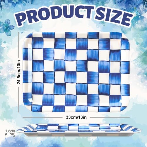 3Pcs Oktoberfest Checkered Serving Trays 10 x 13 Inch Blue White in 10 x 13 Inch in Blue White, alternate view 3