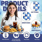 3Pcs Oktoberfest Checkered Serving Trays 10 x 13 Inch Blue White in 10 x 13 Inch in Blue White, alternate view 4