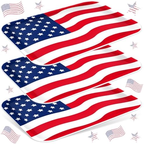 3Pcs Patriotic Serving Trays 250th Anniversary USA Flag Melamine Platter 13 x 10 Inch Red Blue White 4th of July