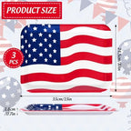 3Pcs Patriotic Serving Trays 250th Anniversary USA Flag Melamine Platter 13 x 10 Inch Red Blue White 4th of July, alternate