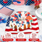 3Pcs Patriotic Serving Trays 250th Anniversary USA Flag Melamine Platter 13 x 10 Inch Red Blue White 4th of July, alternate