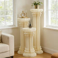 3PCS Pedestal Display Stands, Cream White, 11.8in Dia. in Cream White