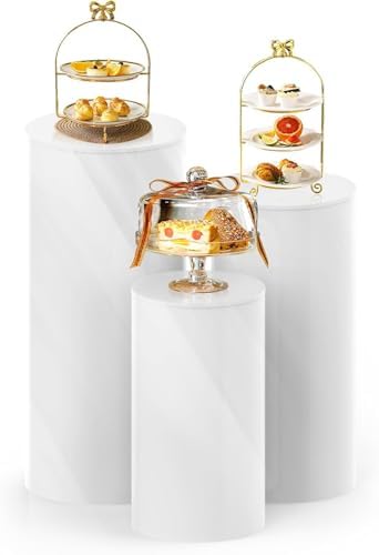 3Pcs Pedestal Stands for Party, Metal Display Plinth Pillars for Wedding
