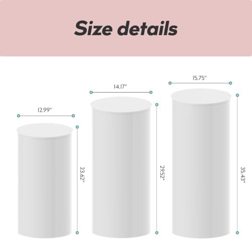 3Pcs Pedestal Stands for Party, Metal Display Plinth Pillars for Wedding, alternate view 2