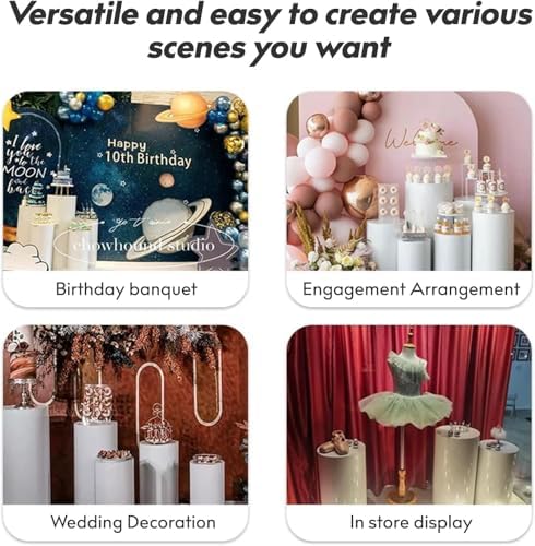 3Pcs Pedestal Stands for Party, Metal Display Plinth Pillars for Wedding, alternate view 5