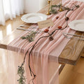 3Pcs Pink Cheesecloth Table Runner 120 Inches for Party Boho Home Decor