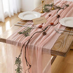 3Pcs Pink Cheesecloth Table Runner 120 Inches for Party Boho Home Decor