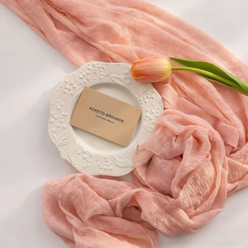 3Pcs Pink Cheesecloth Table Runner 120 Inches for Party Boho Home Decor, alternate view 2