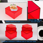 3Pcs Red Buffet Risers Acrylic Boxes Display Food Risers for Buffet Table Platter Parties Weddings Catering, alternate view 5
