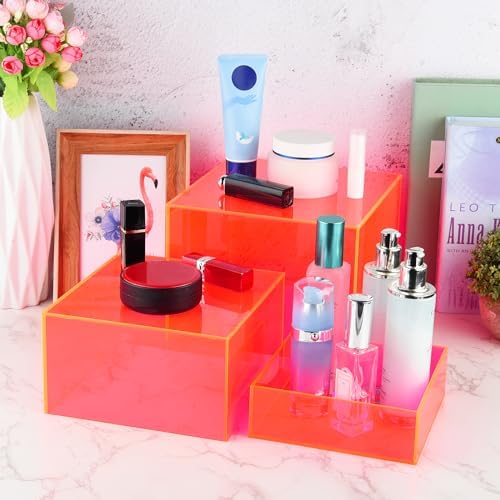 3Pcs Rose Red Buffet Risers Acrylic Boxes Display Food Risers for Buffet Table Platter Parties Weddings Catering, alternate