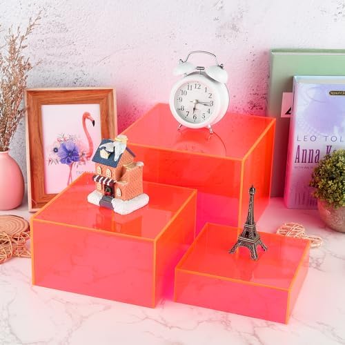 3Pcs Rose Red Buffet Risers Acrylic Boxes Display Food Risers for Buffet Table Platter Parties Weddings Catering, alternate