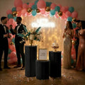3PCS Round Black Pedestal Display Stands, 11.8in Dia. in Black