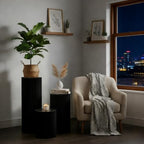 3PCS Round Black Pedestal Display Stands, 11.8in Dia. in Black, alternate view 3