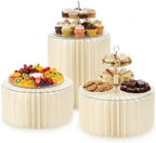3PCS Round Cream White Buffet Risers Cake Stands, 11.8in Dia. in Cream White