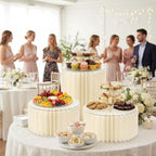 3PCS Round Cream White Buffet Risers Cake Stands, 11.8in Dia. in Cream White, alternate view 2