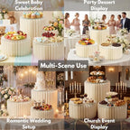 3PCS Round Cream White Buffet Risers Cake Stands, 11.8in Dia. in Cream White, alternate view 4