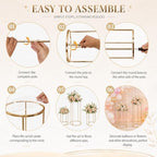 3PCS Round Cylinder Pedestal Stands Set, Gold Metal Display Columns with Removable Acrylic Tops, Sturdy Iron, alternate view