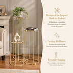 3PCS Round Cylinder Pedestal Stands Set, Gold Metal Display Columns with Removable Acrylic Tops, Sturdy Iron, alternate view