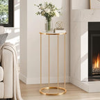 3PCS Round Cylinder Pedestal Stands Set, Gold Metal Display Columns with Removable Acrylic Tops, Sturdy Iron, alternate view