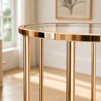3PCS Round Cylinder Pedestal Stands Set, Gold Metal Display Columns with Removable Acrylic Tops, Sturdy Iron, alternate view