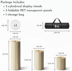 3PCS Round Pedestal Display Stands, Cream White, 11.8in Dia. in Cream White, alternate view 2